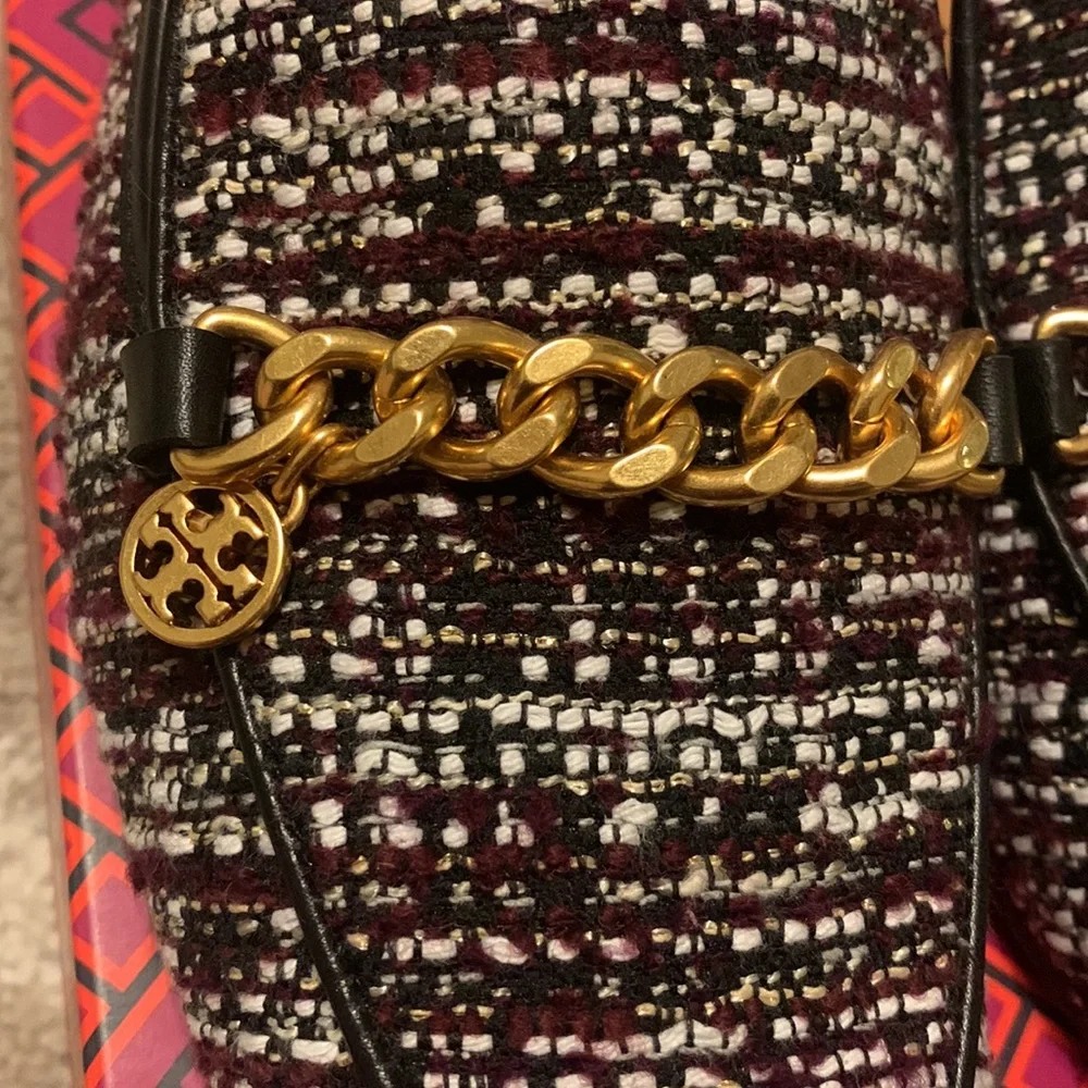 Tory Burch, Mini Benton Charm Loafer Tweed, New Claret Multi, US 9.5